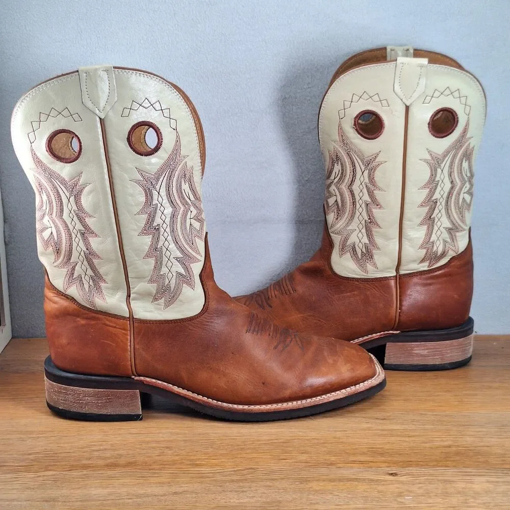 Tony Lama Buckaroo Men's 11D Western Cowboy Boots Brown Leather Made in USA